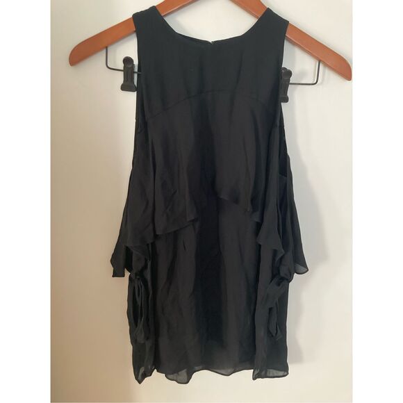 Ramy Brook silk cold‎ shoulder black blouse - Picture 3 of 7